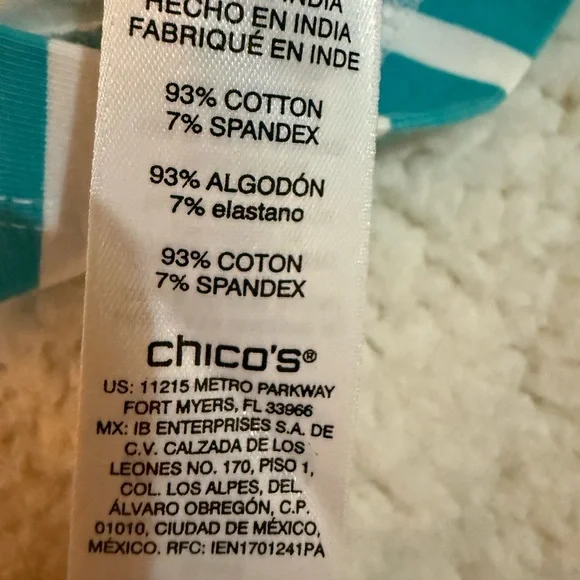 2 Piece set- Chico’s Stylish Teal and White Women's Jacket with matching top. - Picture 6 of 11